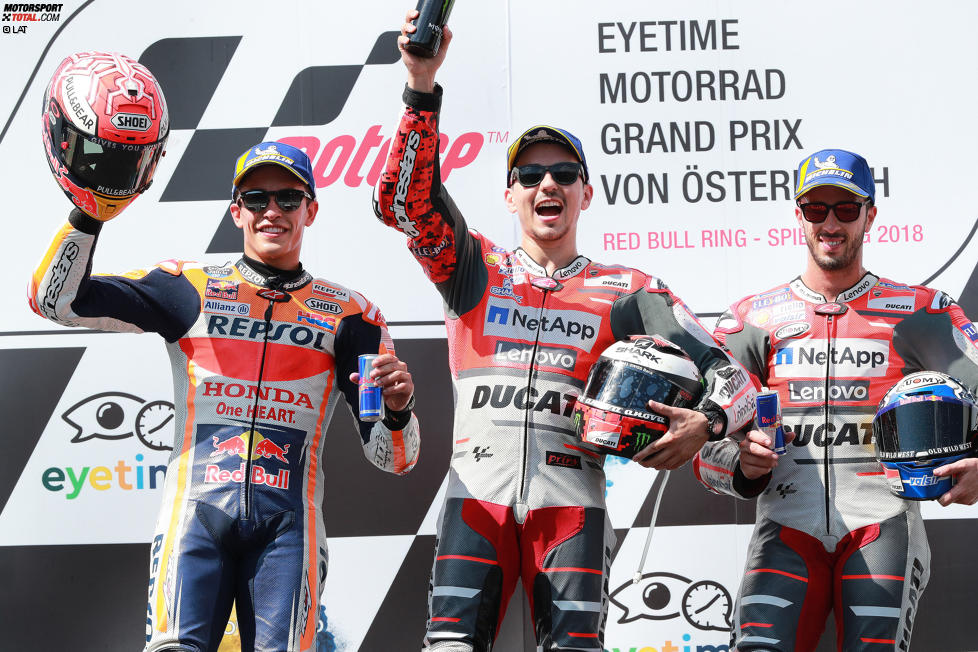 Marc Marquez (Honda), Jorge Lorenzo (Ducati) und Andrea Dovizioso (Ducati) 