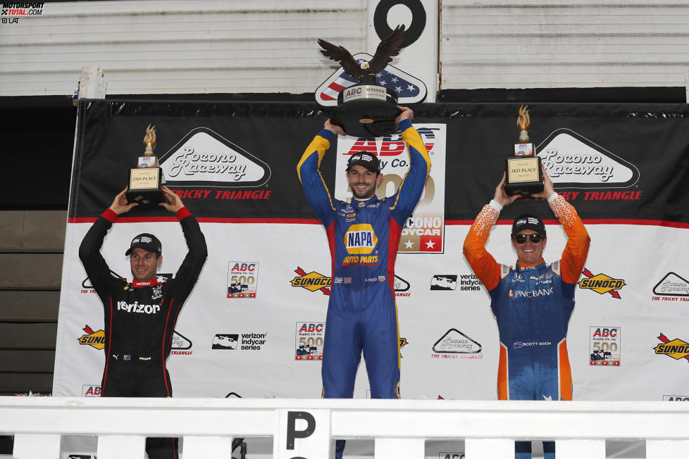 Alexander Rossi (Andretti), Will Power (Penske) und Scott Dixon (Ganassi) 