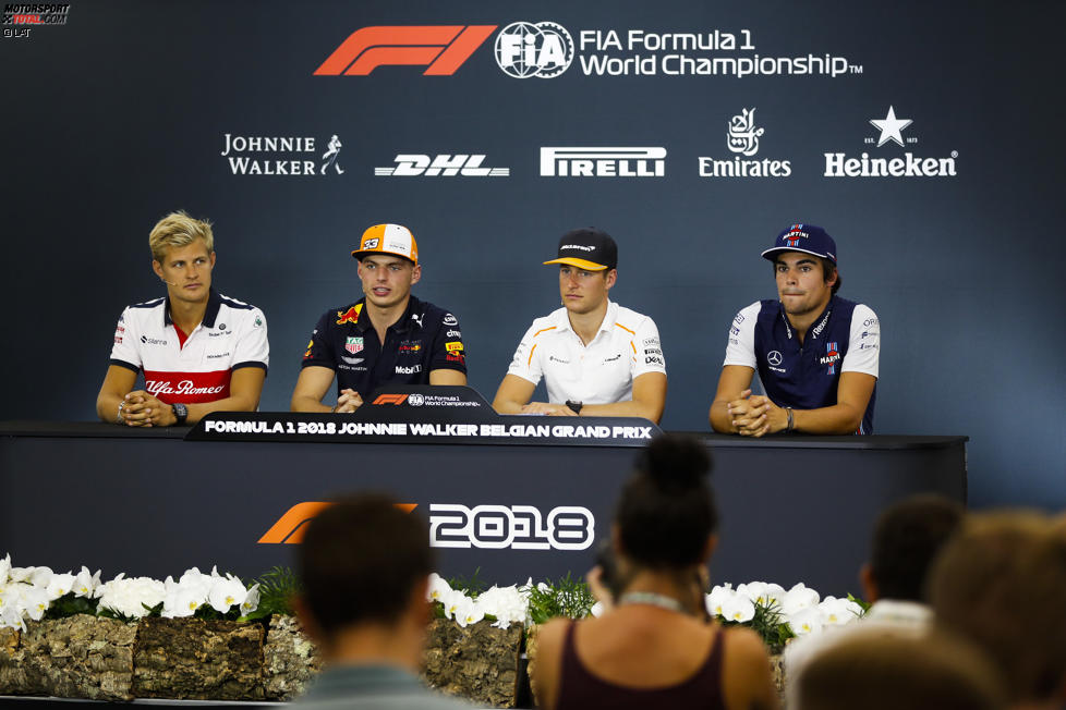 Marcus Ericsson (Sauber), Max Verstappen (Red Bull), Stoffel Vandoorne (McLaren) und Lance Stroll (Williams) 