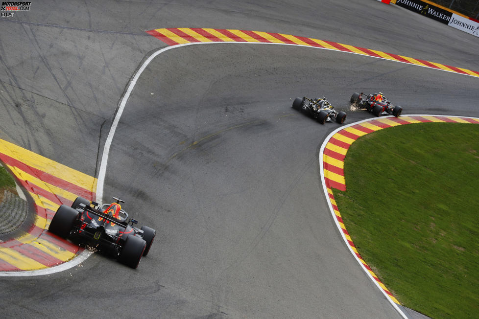 Max Verstappen (Red Bull), Nico Hülkenberg (Renault) und Daniel Ricciardo (Red Bull) 