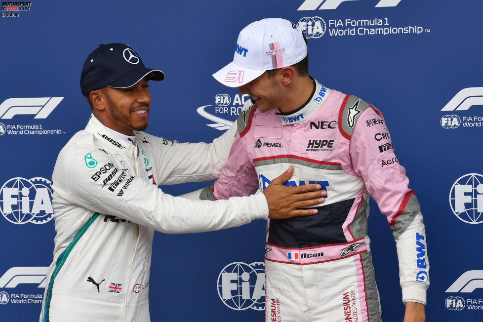 Lewis Hamilton (Mercedes) und Esteban Ocon (Racing Point) 