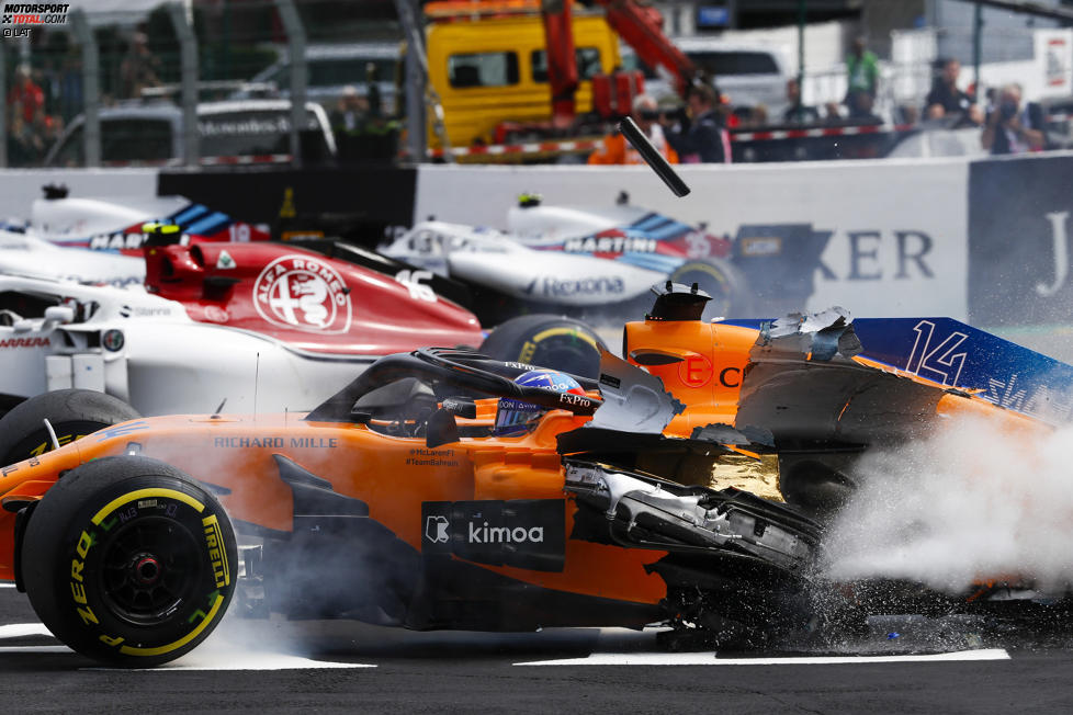 Fernando Alonso (McLaren), Charles Leclerc (Sauber) und Nico Hülkenberg (Renault) 