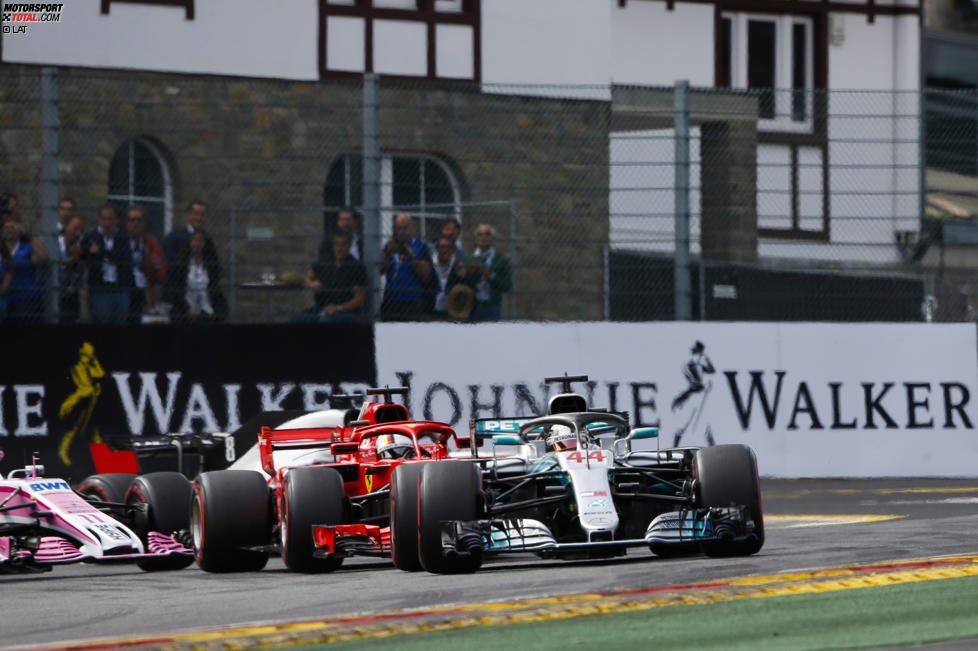 Lewis Hamilton (Mercedes), Sebastian Vettel (Ferrari) und Sergio Perez (Racing Point) 