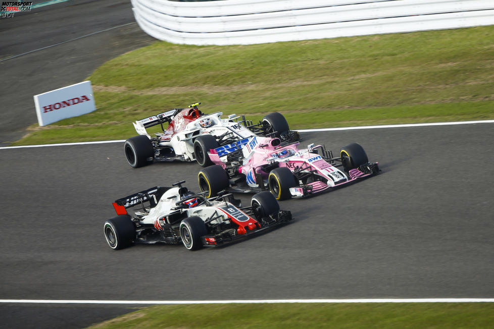 Romain Grosjean (Haas), Sergio Perez (Racing Point) und Charles Leclerc (Sauber) 