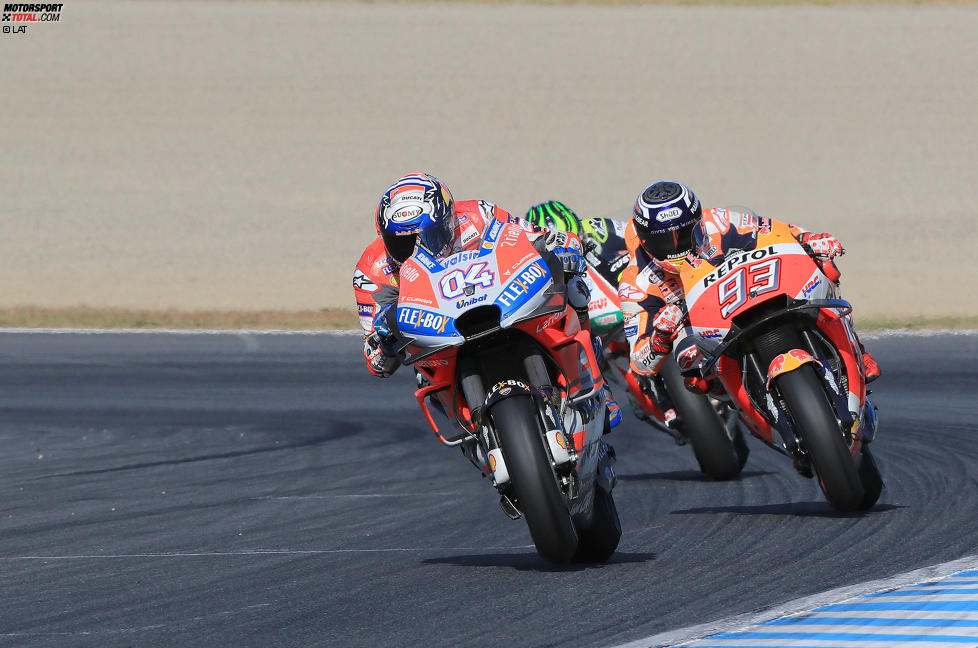 Andrea Dovizioso (Ducati), Marc Marquez (Honda) und Cal Crutchlow () 