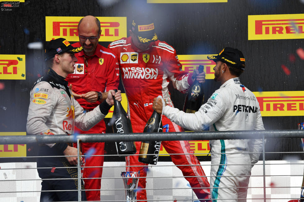 Max Verstappen (Red Bull), Kimi Räikkönen (Ferrari) und Lewis Hamilton (Mercedes) 