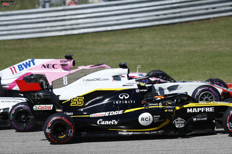 Carlos Sainz (Renault), Romain Grosjean (Haas) und Sergio Perez (Racing Point) 