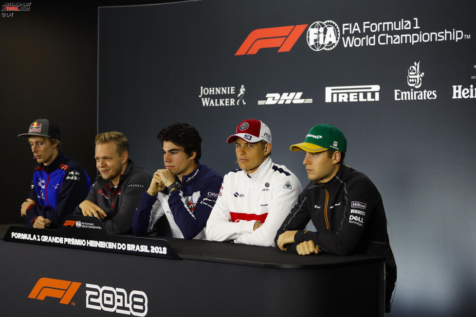 Brendon Hartley (Toro Rosso), Kevin Magnussen (Haas), Lance Stroll (Williams), Marcus Ericsson (Sauber) und Stoffel Vandoorne (McLaren) 