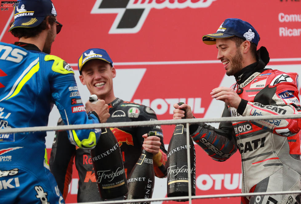 Andrea Dovizioso (Ducati), Alex Rins (Suzuki) und Pol Espargaro (KTM) 