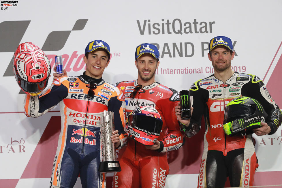 Marc Marquez (Honda), Andrea Dovizioso (Ducati) und Cal Crutchlow (LCR) 