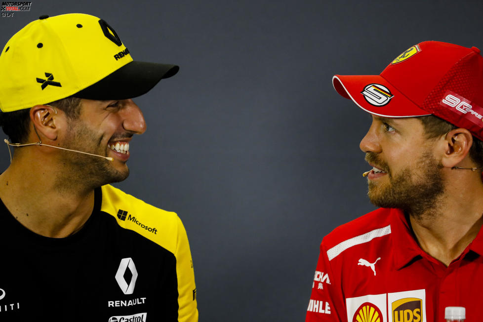 Daniel Ricciardo (Renault) und Sebastian Vettel (Ferrari) 