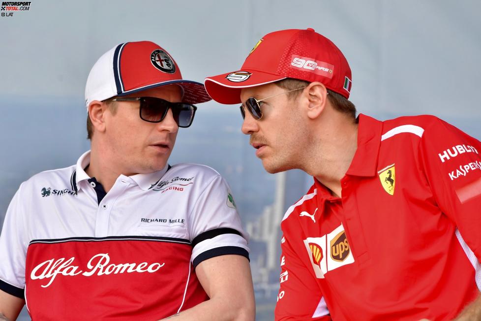 Kimi Räikkönen (Alfa Romeo) und Sebastian Vettel (Ferrari) 