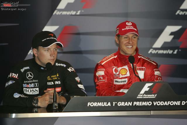 Monza 2006: Michael Schumacher erklärt bei der Pressekonferenz nach dem Rennen seinen Rücktritt, Kimi Räikkönen wird als sein Nachfolger bekannt gegeben.