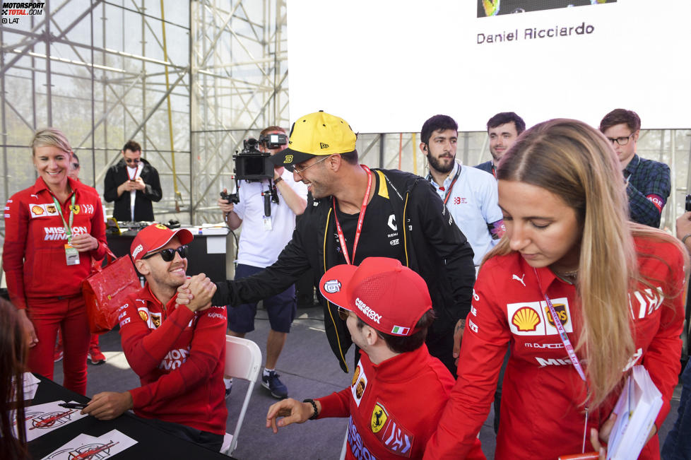 Daniel Ricciardo (Renault), Sebastian Vettel (Ferrari) und Charles Leclerc (Ferrari) 