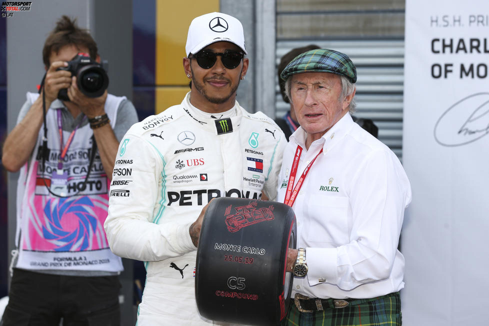 Lewis Hamilton (Mercedes) und Jackie Stewart 