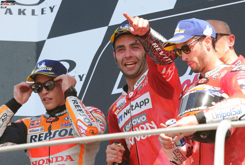 Danilo Petrucci (Ducati), Marc Marquez (Honda) und Andrea Dovizioso (Ducati) 