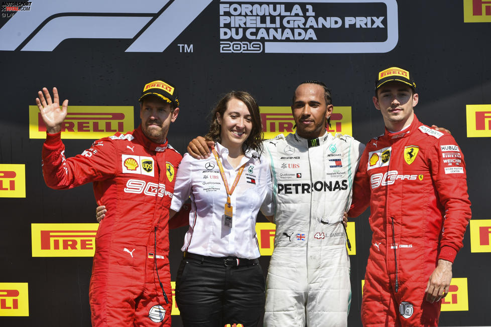 Sebastian Vettel (Ferrari), Lewis Hamilton (Mercedes) und Charles Leclerc (Ferrari) 