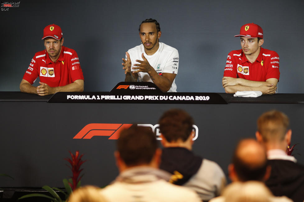 Sebastian Vettel (Ferrari), Lewis Hamilton (Mercedes) und Charles Leclerc (Ferrari) 