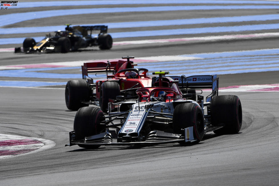 Antonio Giovinazzi (Alfa Romeo), Sebastian Vettel (Ferrari) und Kevin Magnussen (Haas) 