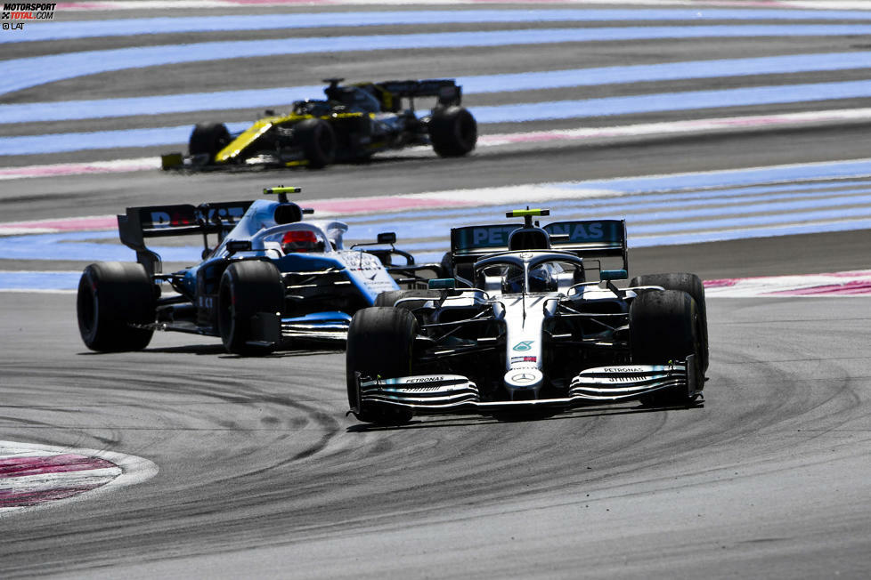 Valtteri Bottas (Mercedes), Robert Kubica (Williams) und Daniel Ricciardo (Renault) 