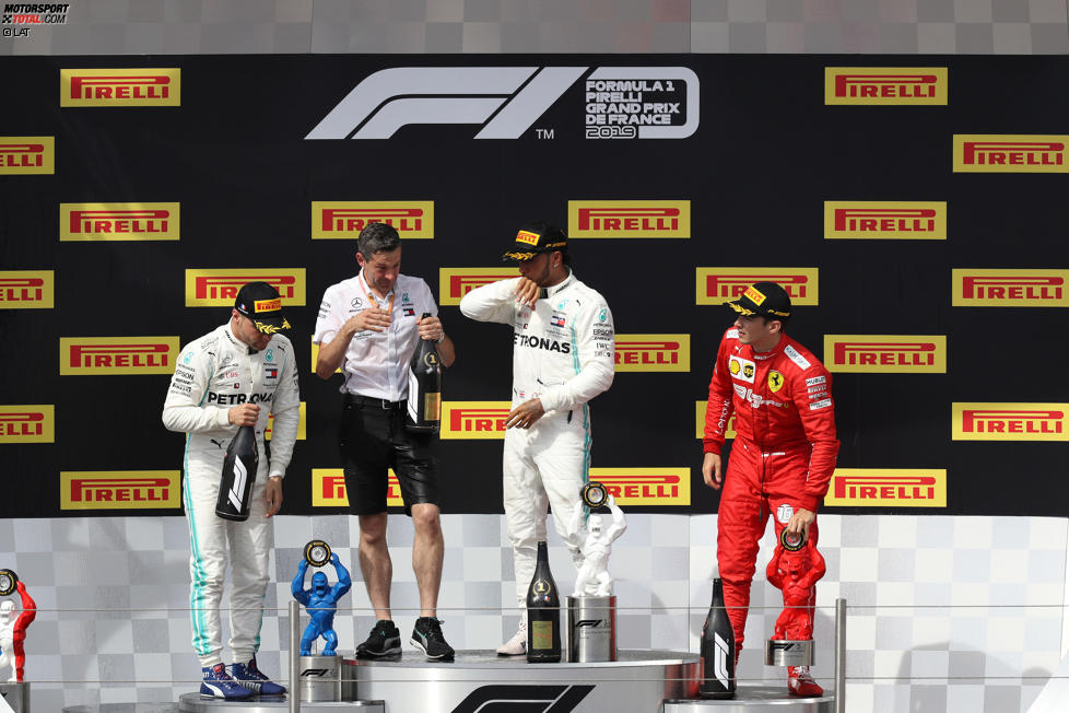 Valtteri Bottas (Mercedes), Lewis Hamilton (Mercedes) und Charles Leclerc (Ferrari) 