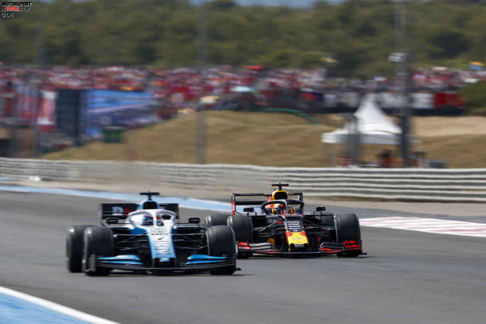 George Russell (Williams) und Max Verstappen (Red Bull) 