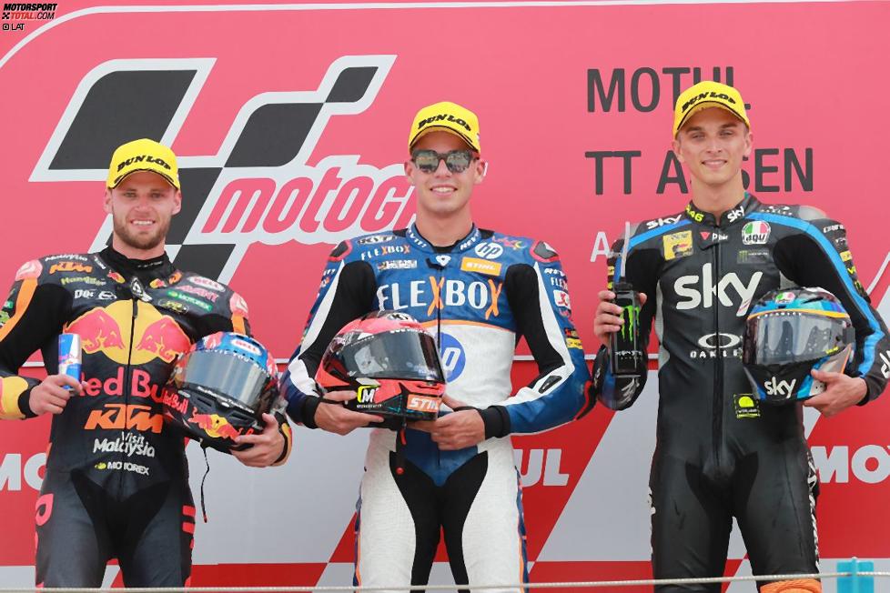 Augusto Fernandez (Pons), Brad Binder (KTM Ajo) und Luca Marini () 