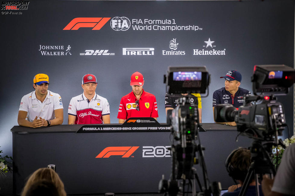 Carlos Sainz (McLaren), Kimi Räikkönen (Alfa Romeo), Sebastian Vettel (Ferrari), Nico Hülkenberg (Renault) und Alexander Albon (Toro Rosso) 