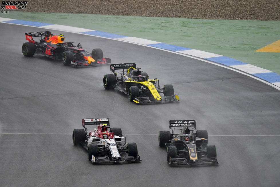 Romain Grosjean (Haas), Antonio Giovinazzi (Alfa Romeo), Daniel Ricciardo (Renault) und Pierre Gasly (Red Bull) 