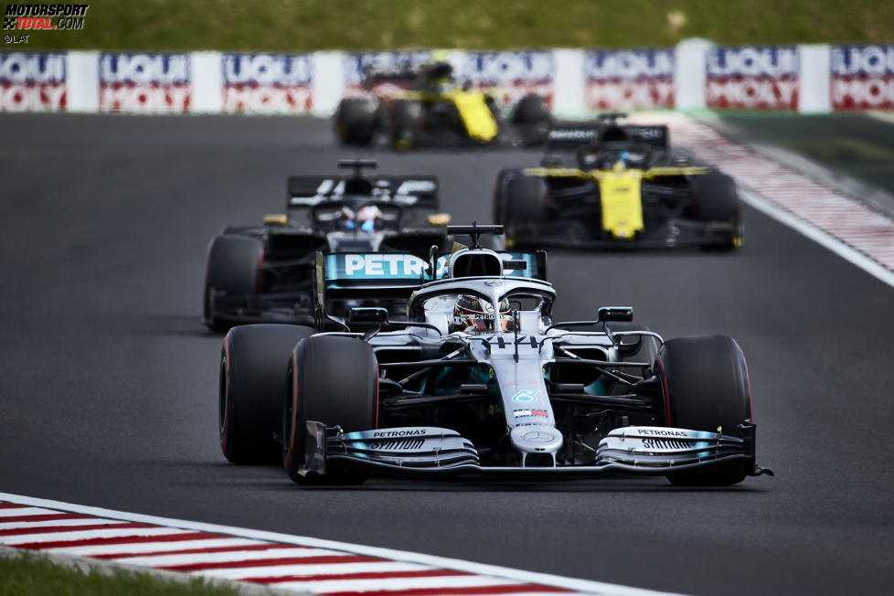 Lewis Hamilton (Mercedes), Romain Grosjean (Haas) und Daniel Ricciardo (Renault) 