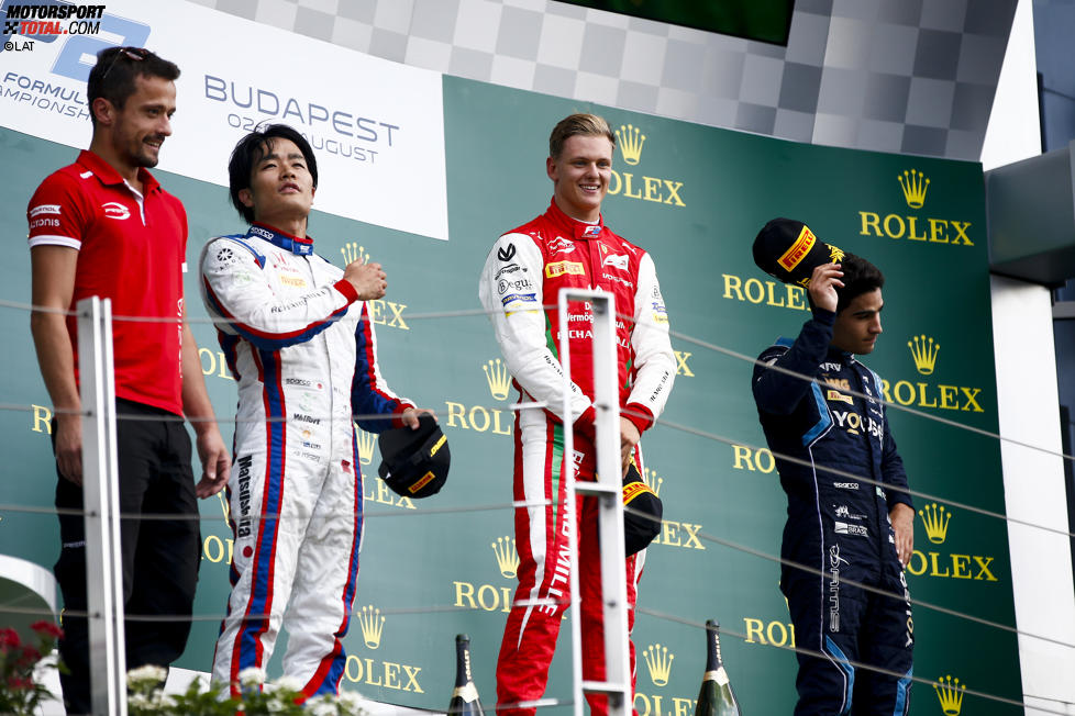 Nobuharu Matsushita (Carlin), Mick Schumacher (Prema) und Sergio Sette Camara (DAMS) 