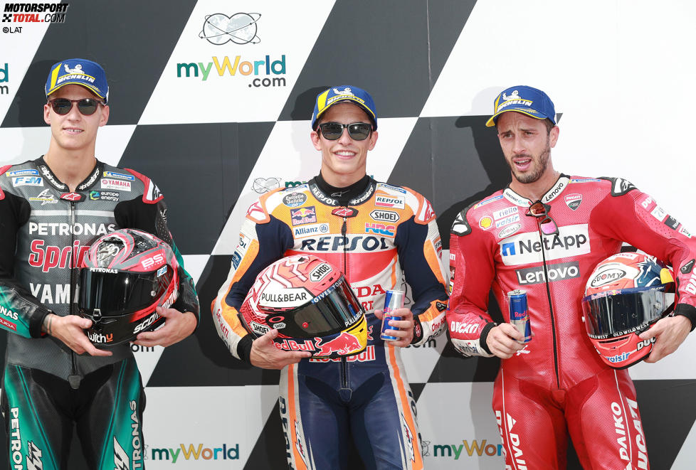 Marc Marquez (Honda), Fabio Quartararo (Petronas Yamaha) und Andrea Dovizioso (Ducati) 