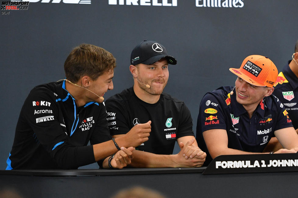 George Russell (Williams), Valtteri Bottas (Mercedes) und Max Verstappen (Red Bull) 