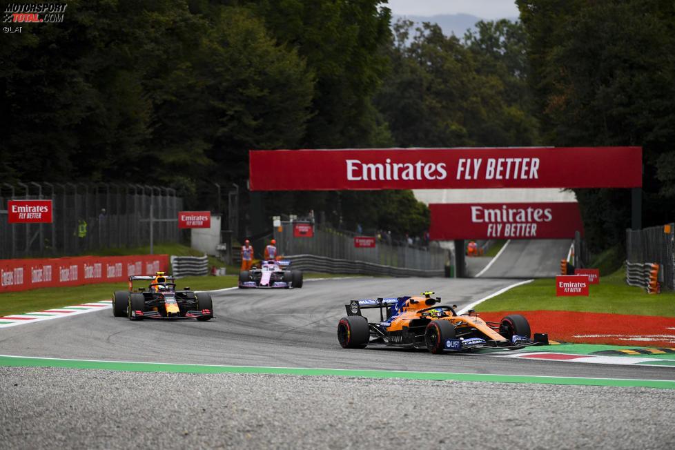 Lando Norris (McLaren), Alexander Albon (Red Bull) und Sergio Perez (Racing Point) 