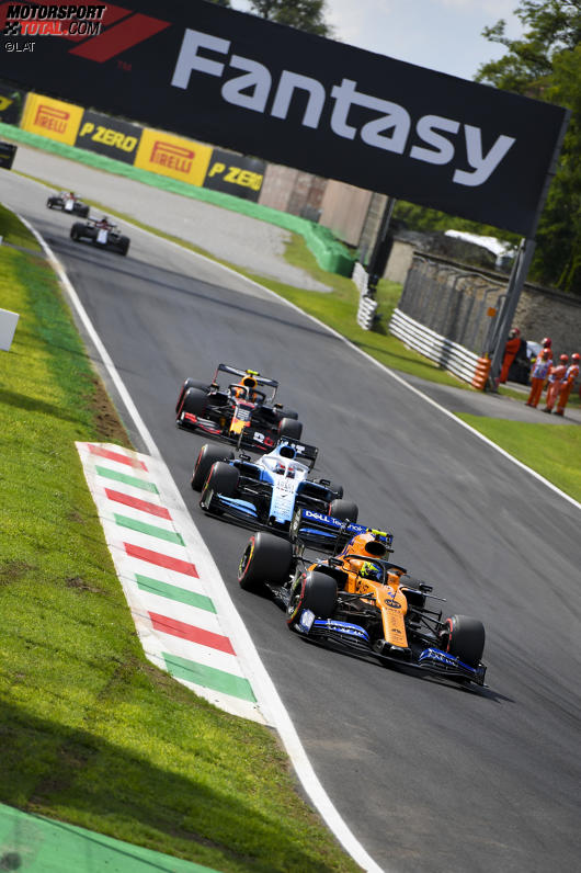 Lando Norris (McLaren), George Russell (Williams) und Alexander Albon (Red Bull) 