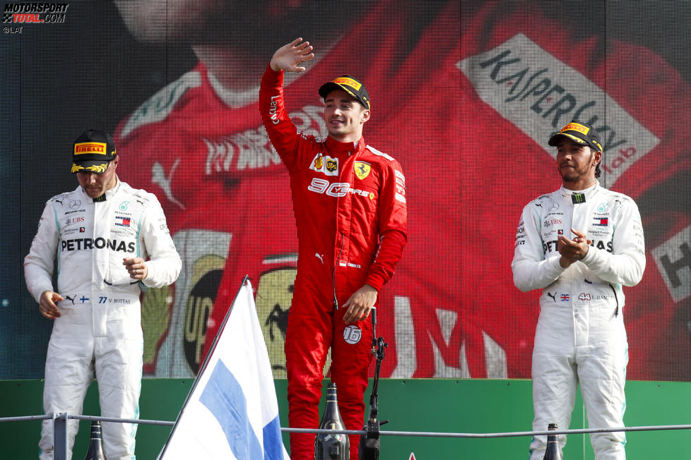 Valtteri Bottas (Mercedes), Charles Leclerc (Ferrari) und Lewis Hamilton (Mercedes) 
