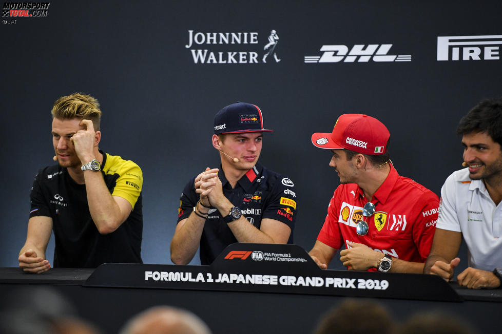 Nico Hülkenberg (Renault), Max Verstappen (Red Bull), Charles Leclerc (Ferrari) und Carlos Sainz (McLaren) 