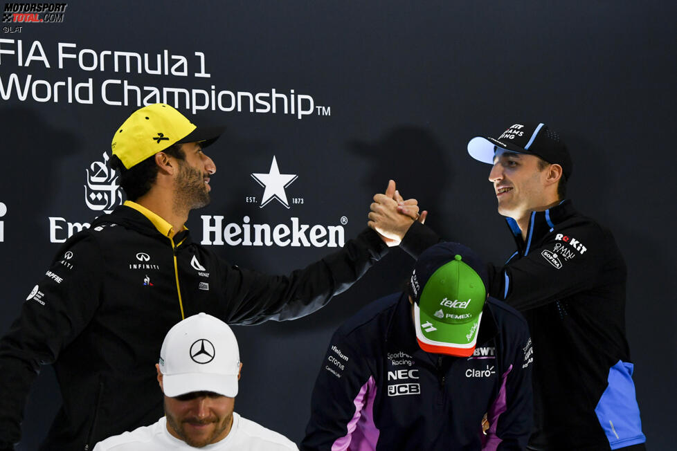 Daniel Ricciardo (Renault), Valtteri Bottas (Mercedes), Sergio Perez (Racing Point) und Robert Kubica (Williams) 