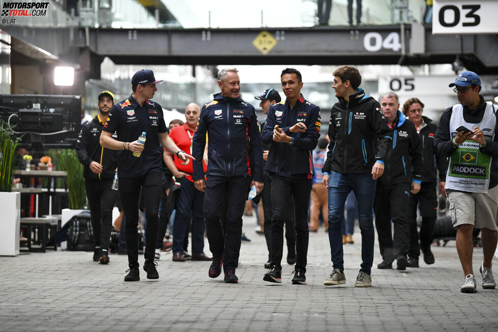 Max Verstappen (Red Bull), Alexander Albon (Red Bull) und George Russell (Williams) 