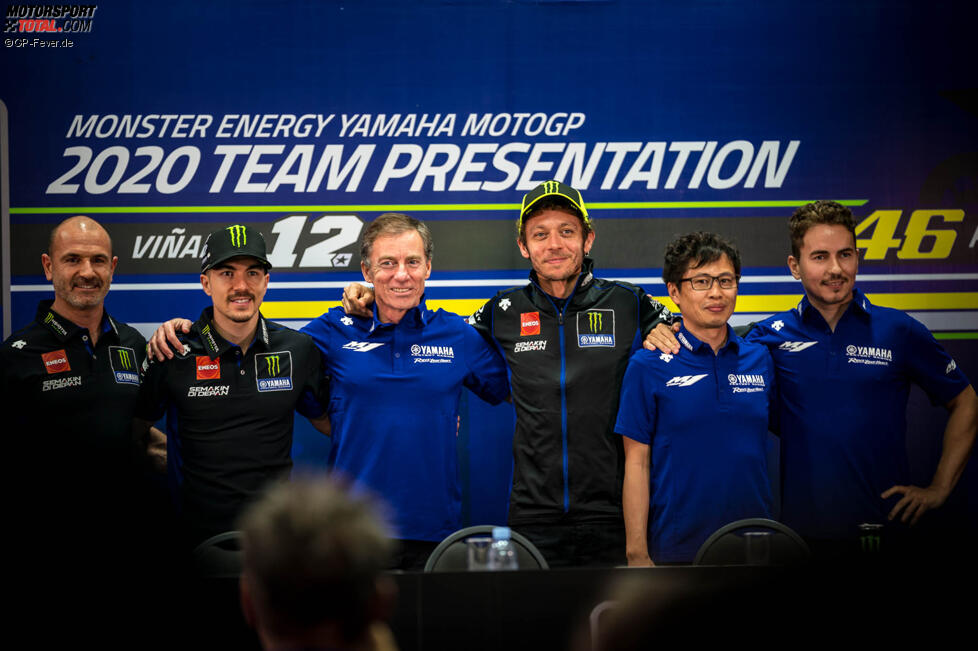 Massimo Meregalli, Maverick Vinales, Lin Jarvis, Valentino Rossi, Takahiro Sumi und Jorge Lorenzo