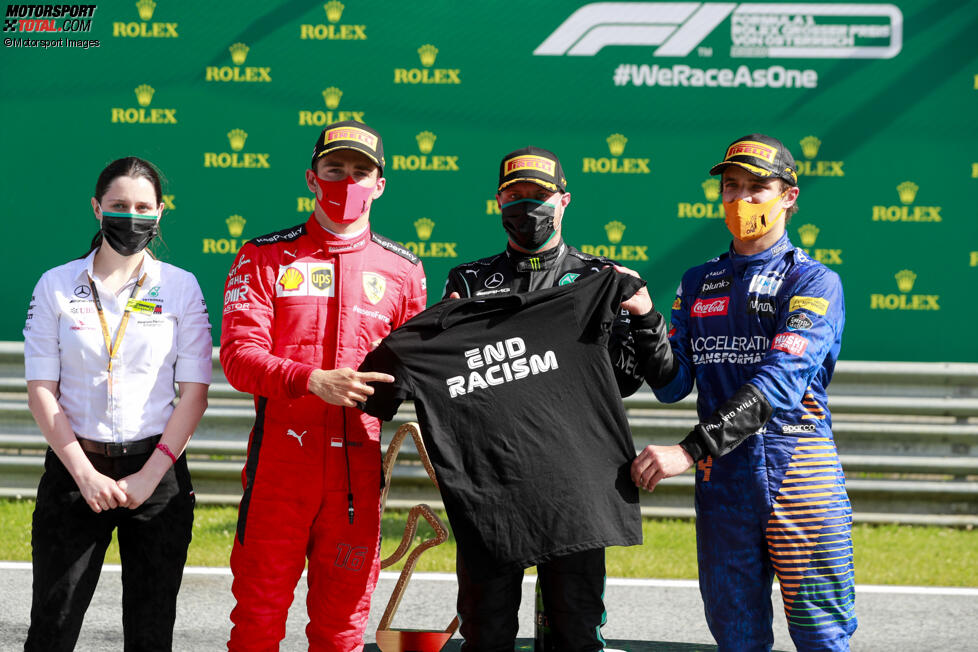 Charles Leclerc (Ferrari), Valtteri Bottas (Mercedes) und Lando Norris (McLaren) 