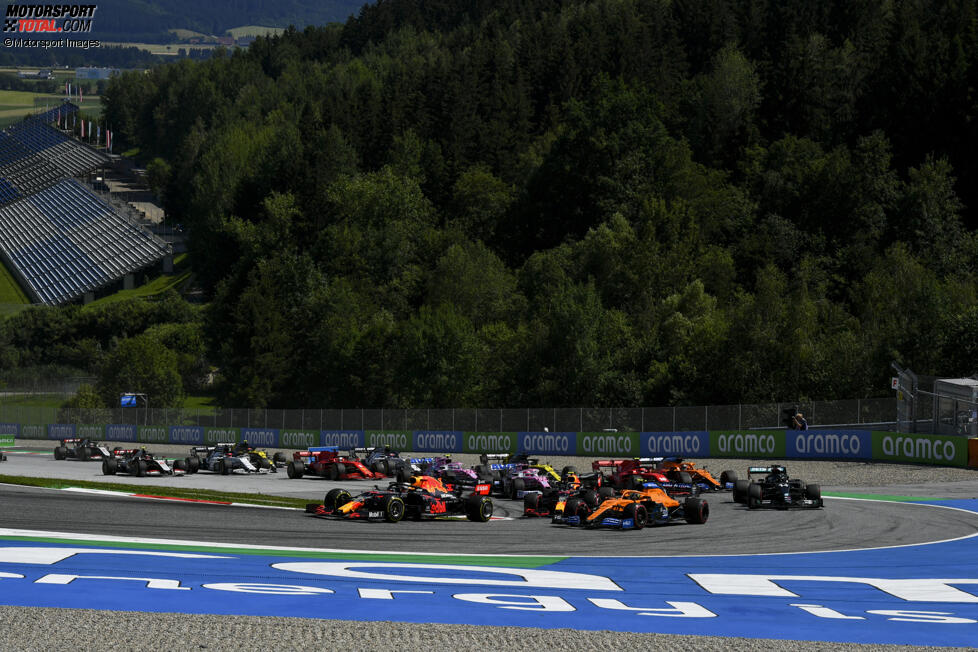 Max Verstappen (Red Bull), Alexander Albon (Red Bull), Lando Norris (McLaren), Lewis Hamilton (Mercedes) und Charles Leclerc (Ferrari) 