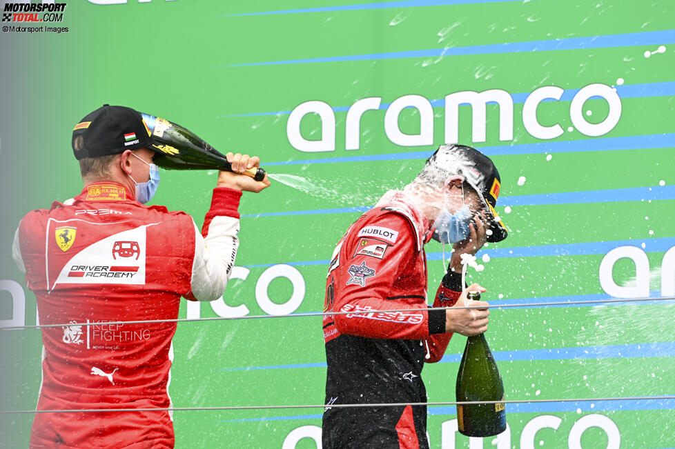 Callum Ilott (Virtuosi), Luca Ghiotto (Hitech) und Mick Schumacher (Prema) 