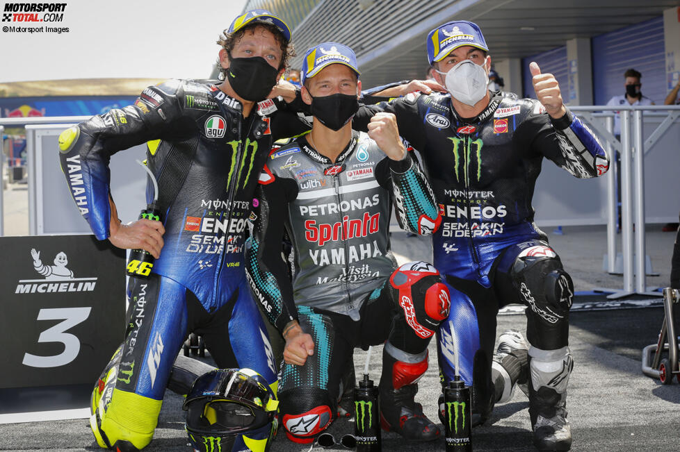 Valentino Rossi, Fabio Quartararo und Maverick Vinales 