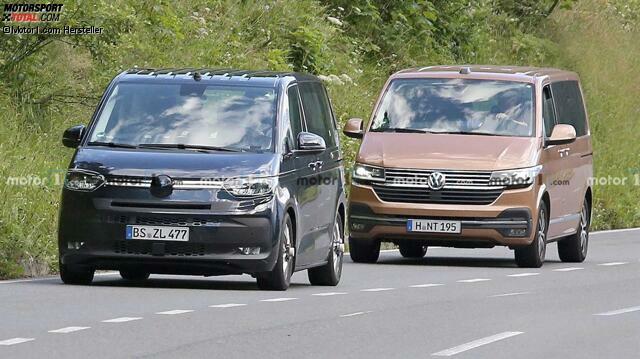 VW Transporter T7 neues Spionagefoto (neues und altes Modell)