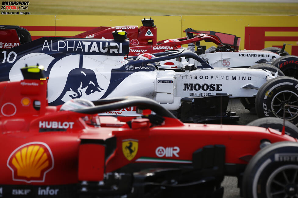 Sebastian Vettel (Ferrari), Pierre Gasly (AlphaTauri) und Charles Leclerc (Ferrari) 