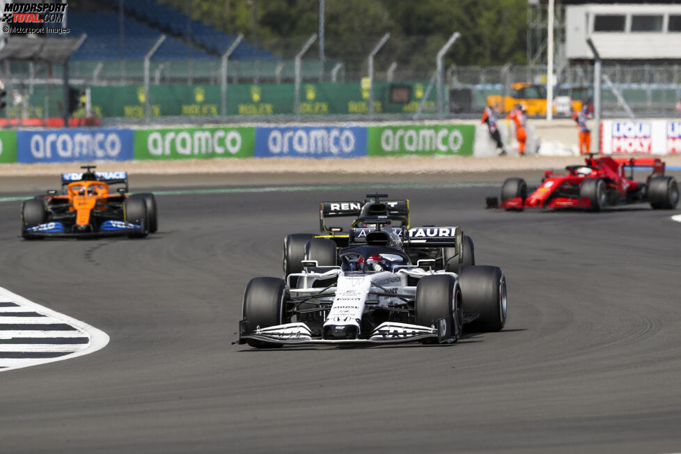 Daniil Kwjat (AlphaTauri), Daniel Ricciardo (Renault) und Carlos Sainz (McLaren) 