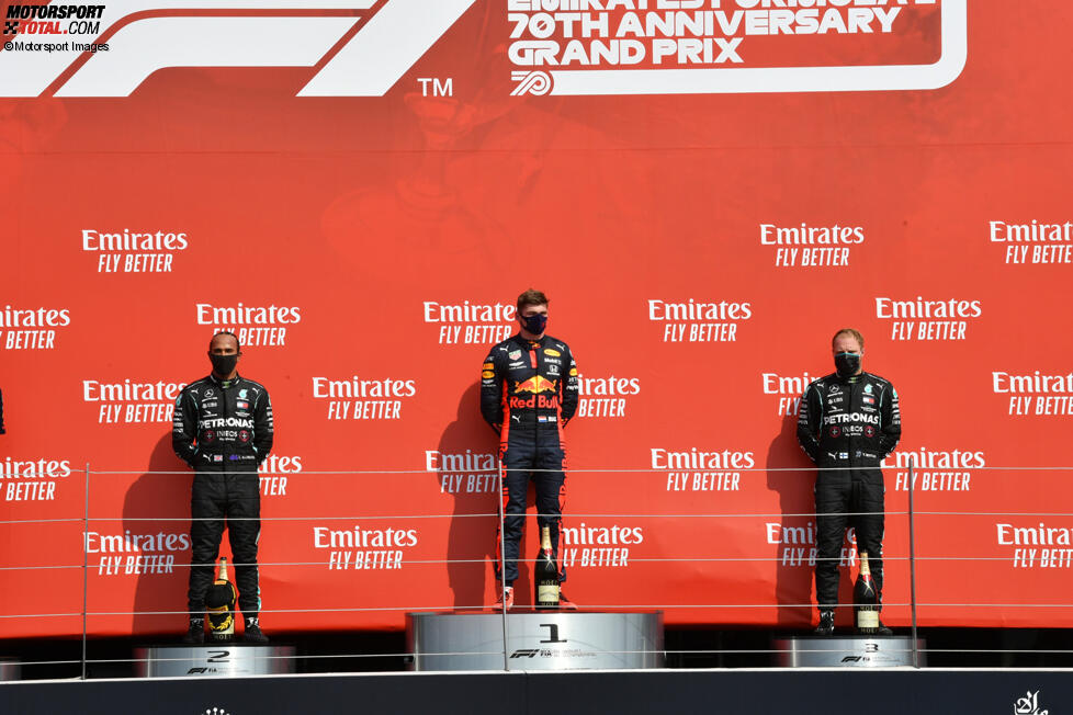 Lewis Hamilton (Mercedes), Max Verstappen (Red Bull) und Valtteri Bottas (Mercedes) 