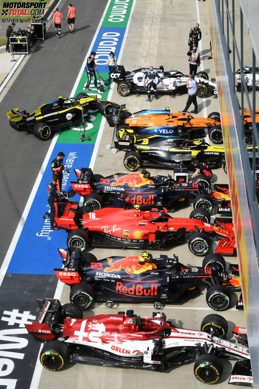 Kimi Räikkönen (Alfa Romeo), Alexander Albon (Red Bull), Charles Leclerc (Ferrari), Max Verstappen (Red Bull), Daniel Ricciardo (Renault), Esteban Ocon (Renault), Lando Norris (McLaren) und Daniil Kwjat (AlphaTauri) 