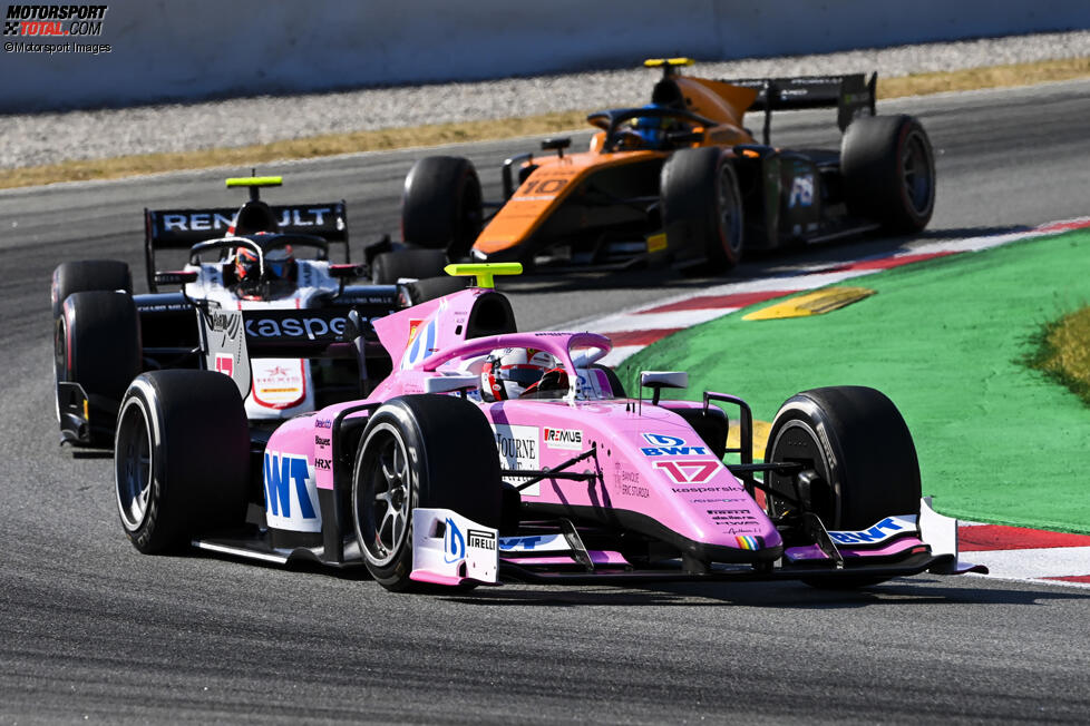 Giuliano Alesi (HWA), Christian Lundgaard (ART) und Guilherme Samaia (Campos) 